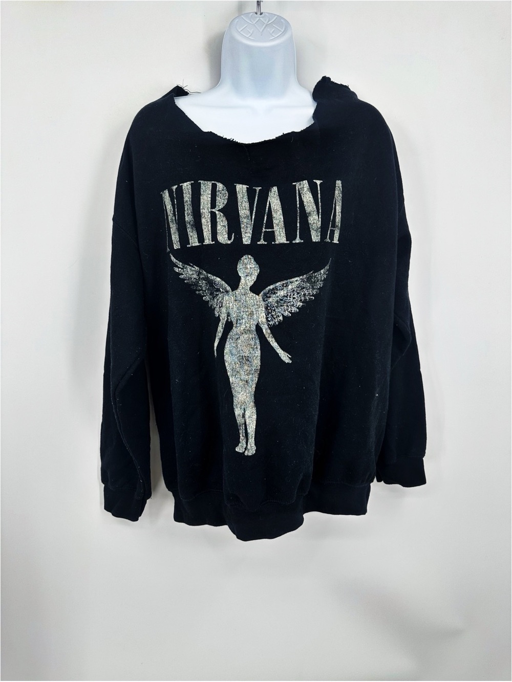 Nirvana Black Sweatshirt Cut Out Neck Grunge
